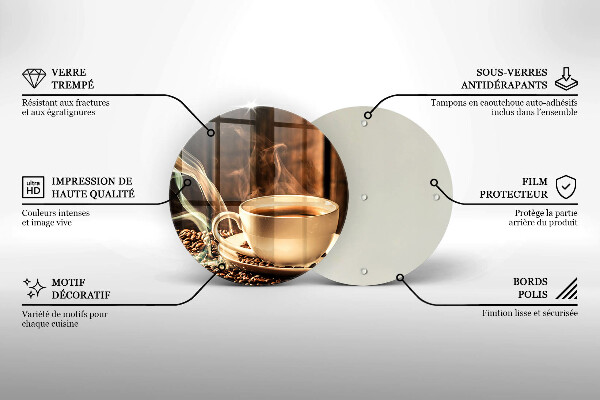 Üveg vágódeszka Csésze és kávébab