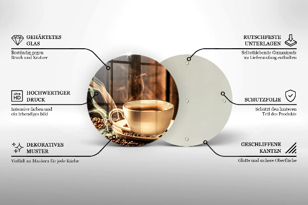 Üveg vágódeszka Csésze és kávébab