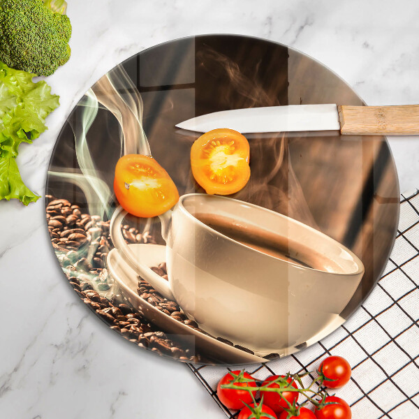 Üveg vágódeszka Csésze és kávébab