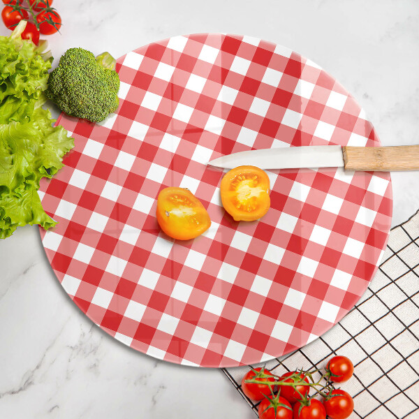 Üveg vágódeszka Piros-fehér kockás minta