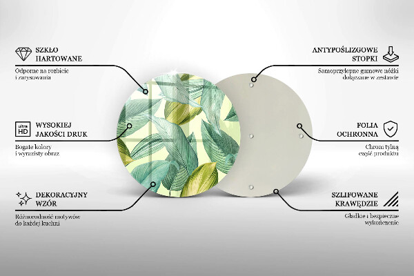 Üveg vágódeszka Zöld trópusi levelek