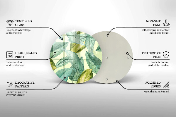 Üveg vágódeszka Zöld trópusi levelek