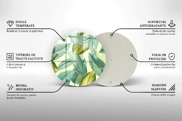 Üveg vágódeszka Zöld trópusi levelek