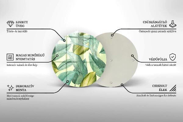 Üveg vágódeszka Zöld trópusi levelek