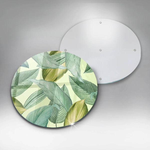 Üveg vágódeszka Zöld trópusi levelek