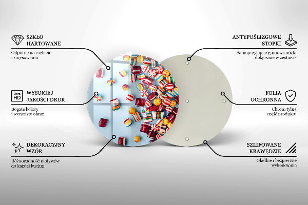 Üveg vágódeszka Színes cukorkák