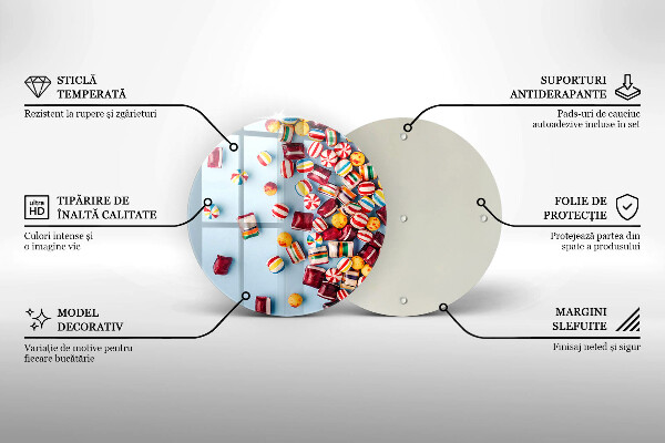 Üveg vágódeszka Színes cukorkák