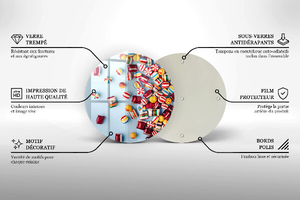 Üveg vágódeszka Színes cukorkák