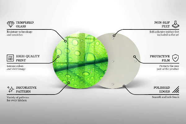 Üveg vágódeszka Közeli kép egy levélről