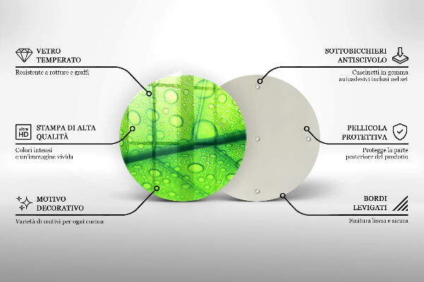 Üveg vágódeszka Közeli kép egy levélről