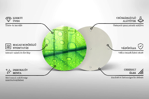 Üveg vágódeszka Közeli kép egy levélről