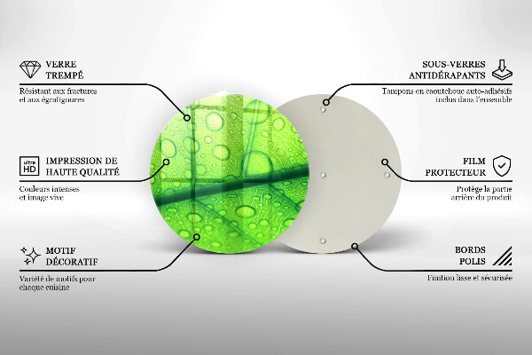 Üveg vágódeszka Közeli kép egy levélről