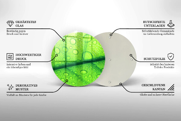 Üveg vágódeszka Közeli kép egy levélről