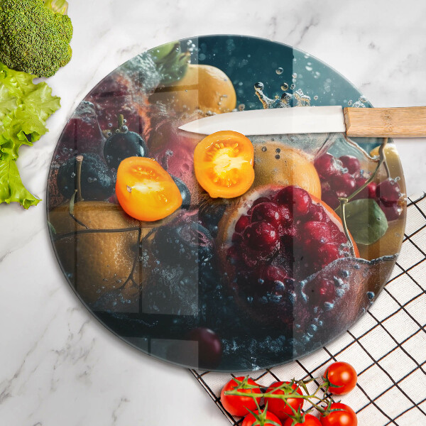 Üveg vágódeszka Gyümölcsök vízben