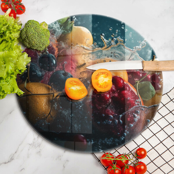 Üveg vágódeszka Gyümölcsök vízben