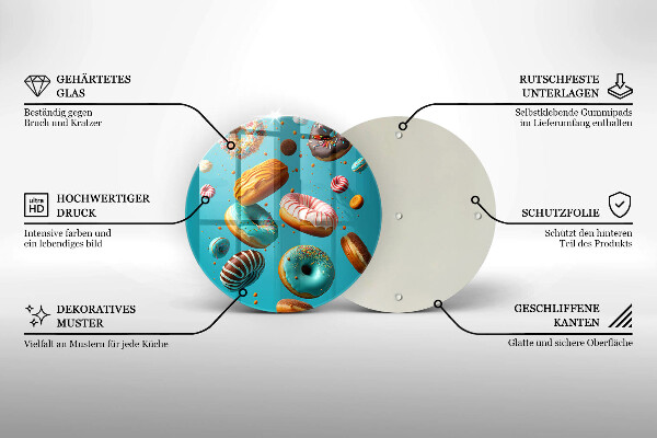 Üveg vágódeszka Színes fánk