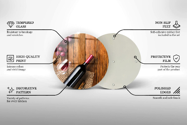 Üveg vágódeszka Egy üveg vörösbor