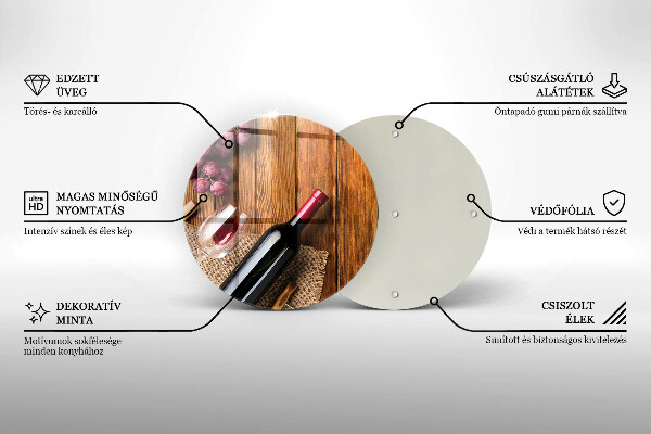 Üveg vágódeszka Egy üveg vörösbor