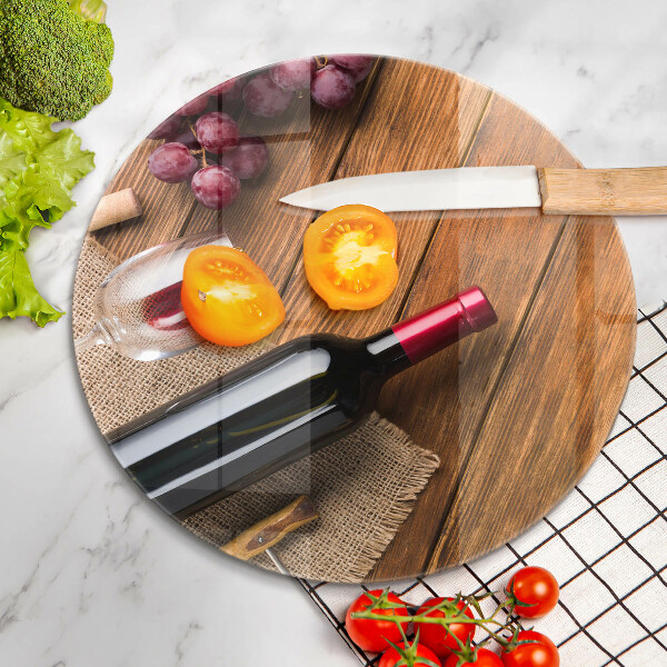 Üveg vágódeszka Egy üveg vörösbor