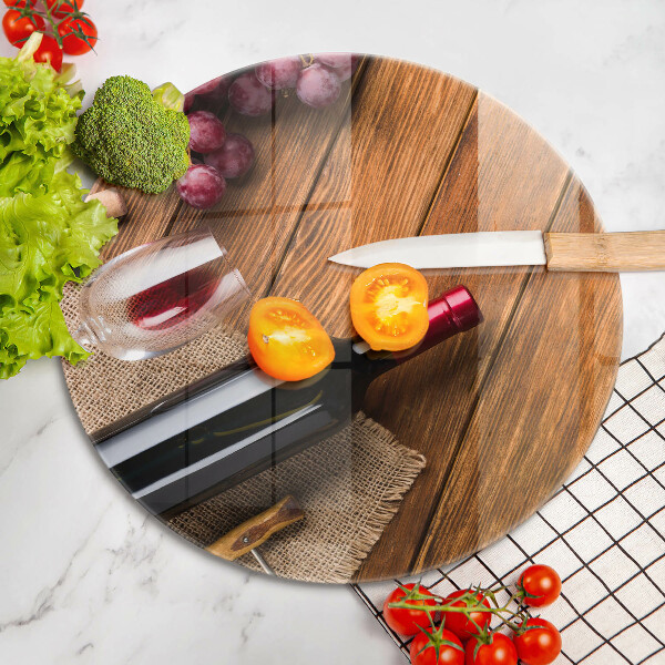 Üveg vágódeszka Egy üveg vörösbor