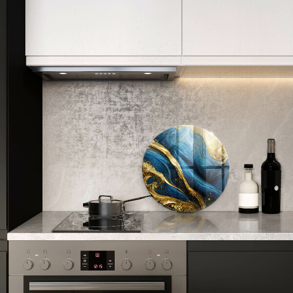 Üveg vágódeszka Kék és arany márvány