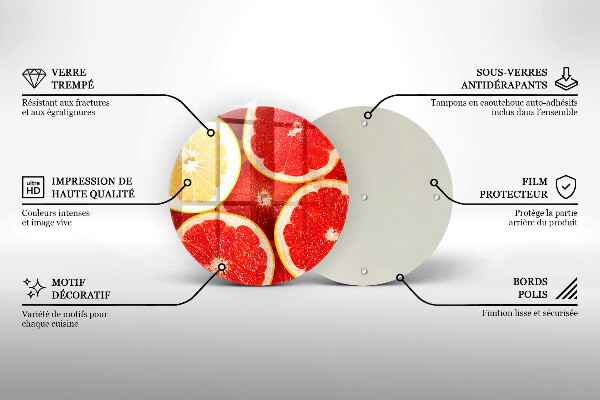 Üveg vágódeszka Grapefruit szeletek