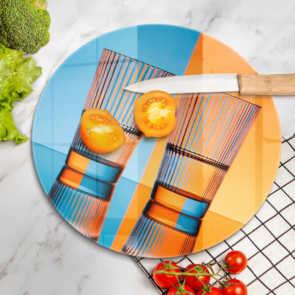 Üveg vágódeszka Két pohár vizet