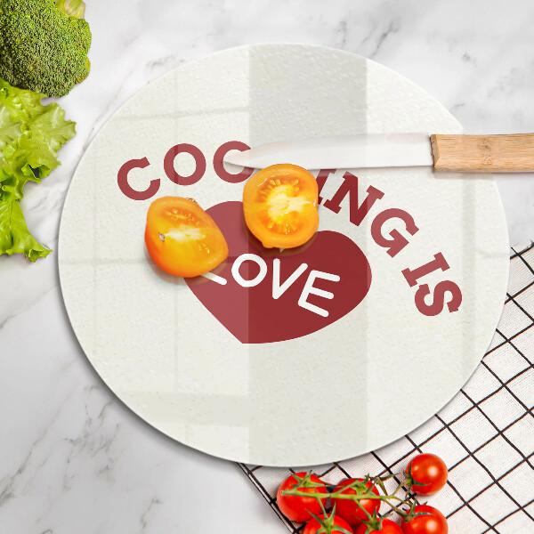 Üveg vágódeszka Cooking is love