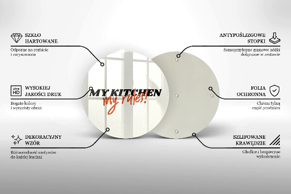 Üveg vágódeszka My kitchen my rules