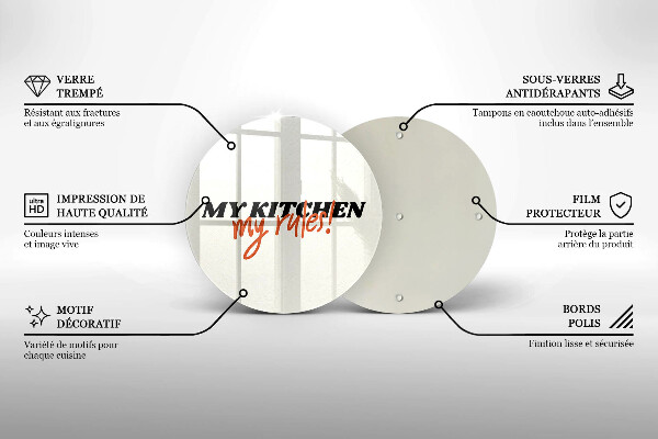 Üveg vágódeszka My kitchen my rules