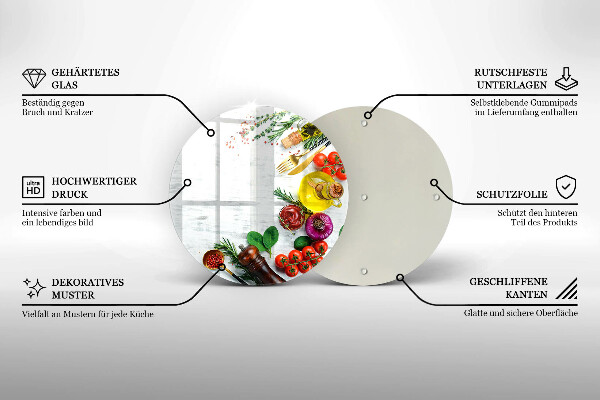 Üveg vágódeszka Zöldségek és fűszerek