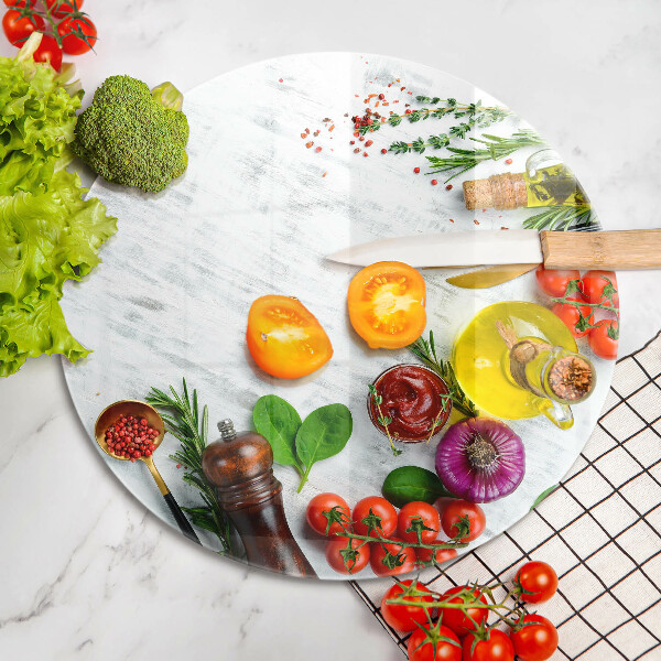 Üveg vágódeszka Zöldségek és fűszerek