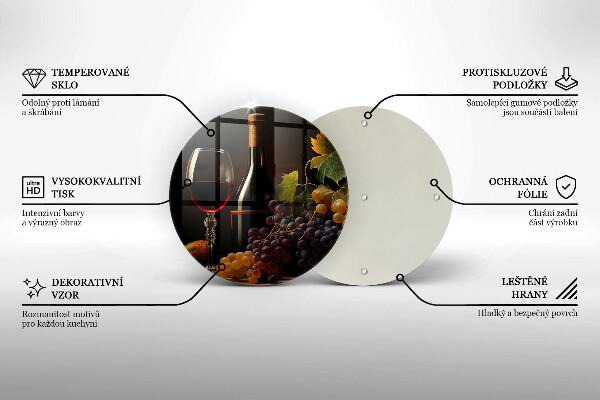 Üveg vágódeszka Pohár bor és szőlő