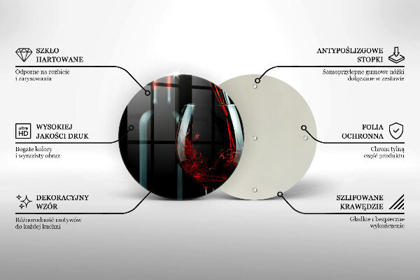 Üveg vágódeszka Borosüveg és pohár