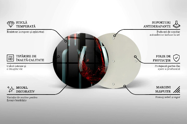Üveg vágódeszka Borosüveg és pohár