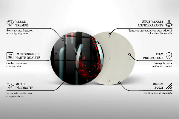 Üveg vágódeszka Borosüveg és pohár