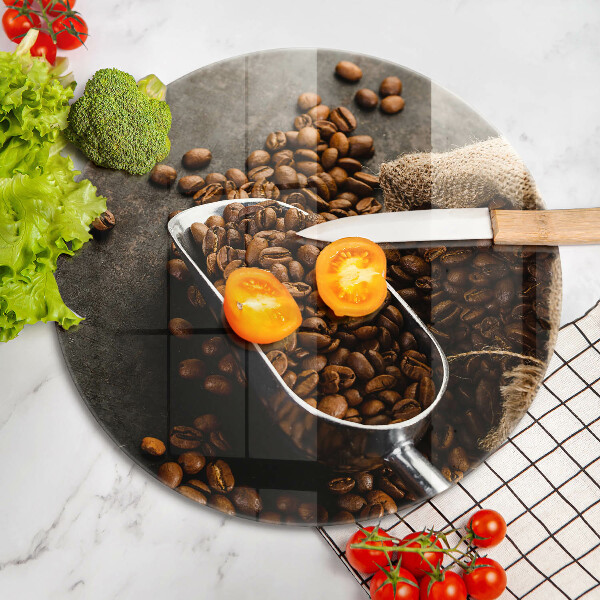 Üveg vágódeszka Kávébab