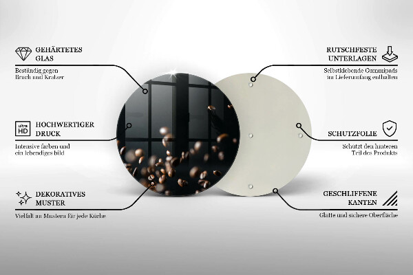 Üveg vágódeszka Lehulló kávébab