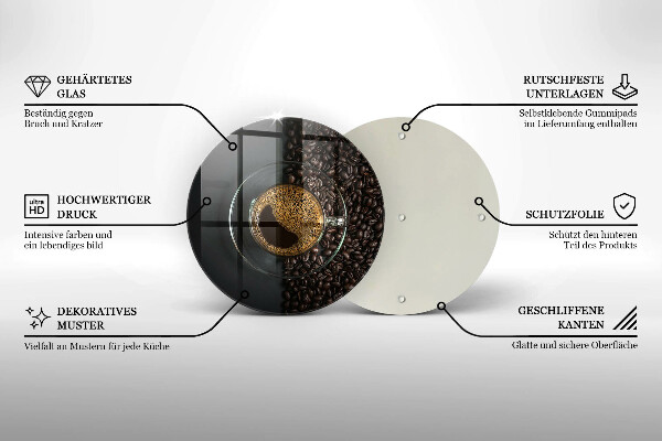 Üveg vágódeszka Kávé és bab