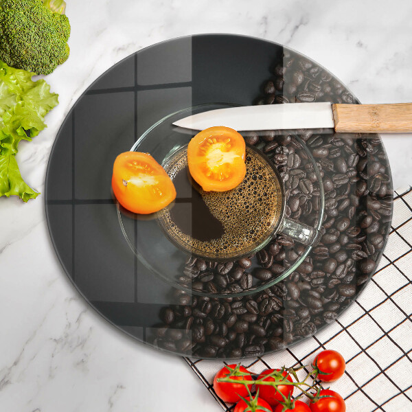 Üveg vágódeszka Kávé és bab