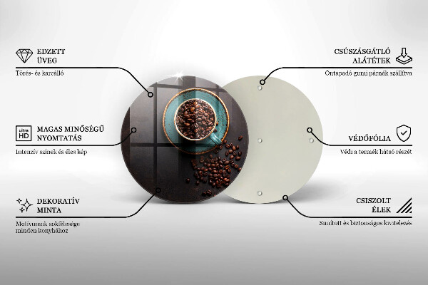 Üveg vágódeszka Egy csésze kávébab