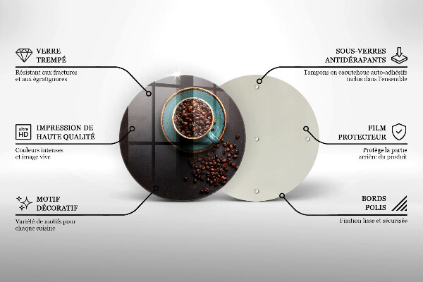 Üveg vágódeszka Egy csésze kávébab