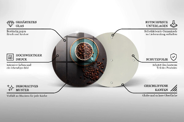 Üveg vágódeszka Egy csésze kávébab