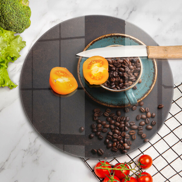 Üveg vágódeszka Egy csésze kávébab