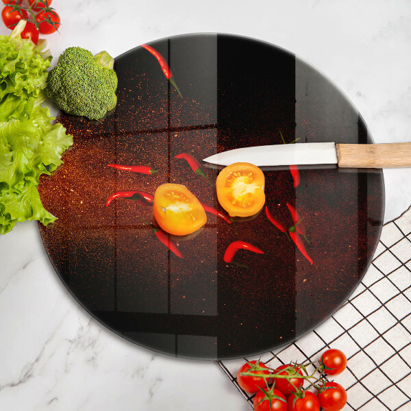 Üveg vágódeszka Csípős chili paprika