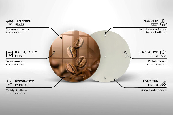 Üveg vágódeszka Kávébab