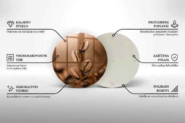 Üveg vágódeszka Kávébab