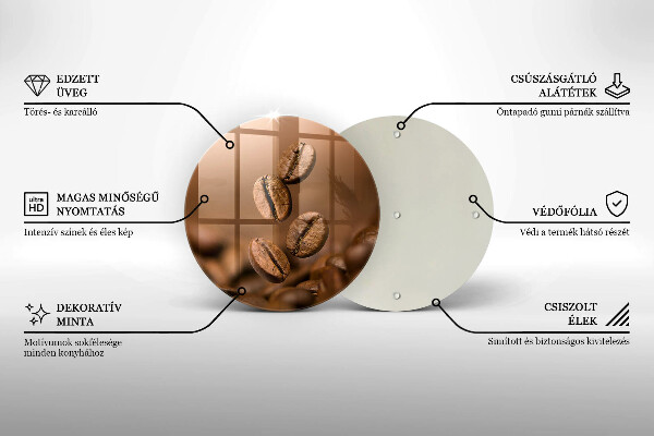 Üveg vágódeszka Kávébab