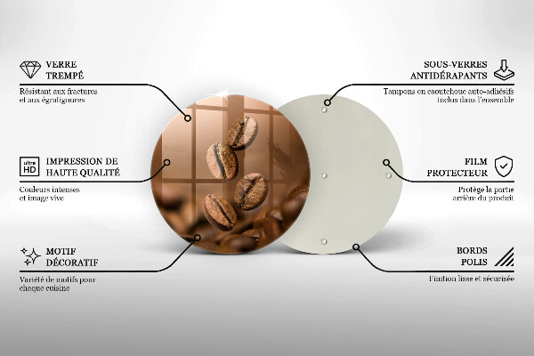 Üveg vágódeszka Kávébab