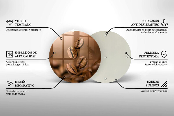 Üveg vágódeszka Kávébab